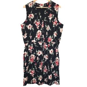 CATHERINE Malandrino sleeveless floral drawstring waist dress size XL